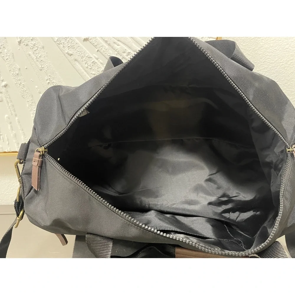 Goodfellow & Co Black Canvas Duffel Bag Weekend Travel Gym Bag Brass Hardware